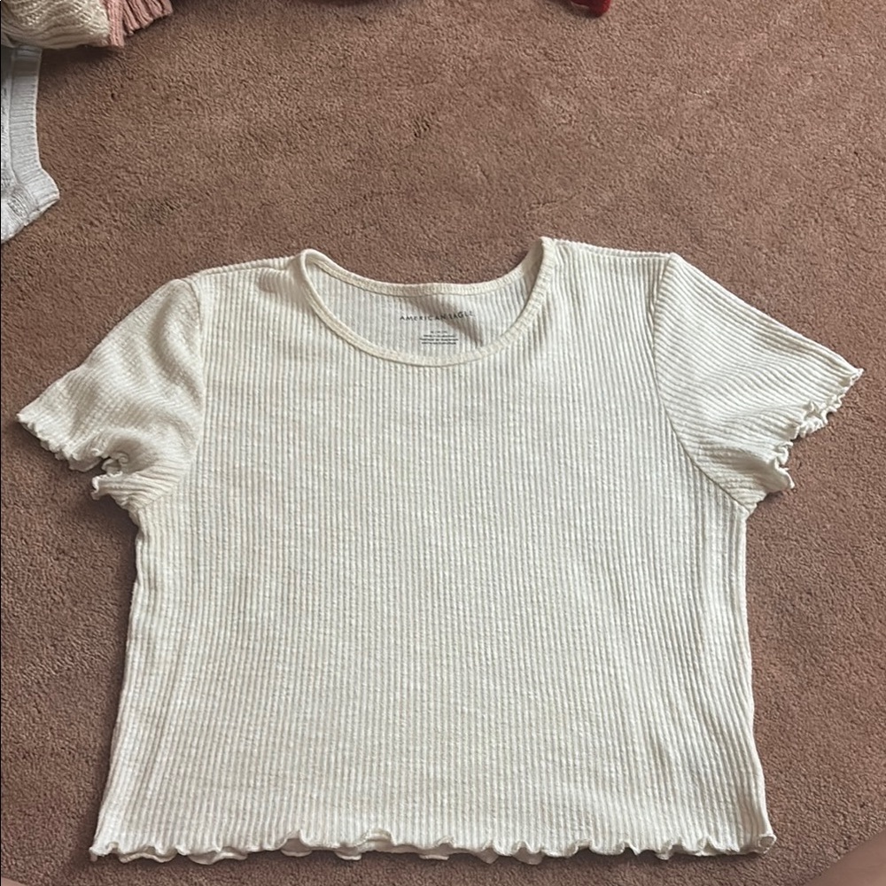 Women's Cream Ribbed Top